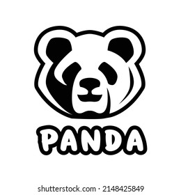 cute panda head silhouette logo vector