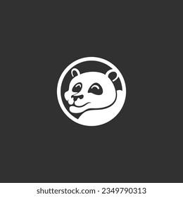 cute panda head simple logo