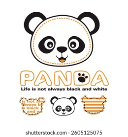 Cute panda heads, Flat Vector Illustration