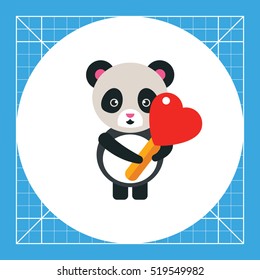 Cute Panda with Heart Lollipop Icon