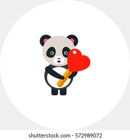 Cute Panda with Heart Lollipop Icon