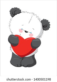 Cute panda with heart vector art