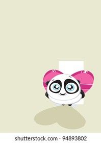 Cute  panda hiding heart shaped gift box with copy space Vector eps8