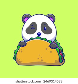 Cute Panda Hiding In A Taco Cartoon Vector Icons Illustration. Flat Cartoon Concept. Suitable for any creative project.