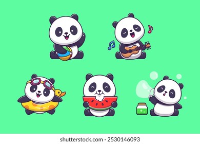 Cute Panda Hobby Illustration Vector 