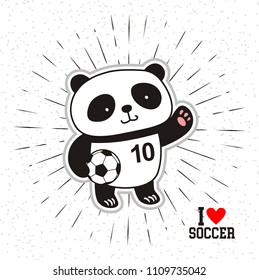 cute panda hold soccer ball, vector illustration