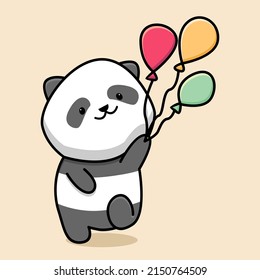 Cute panda holding balloon cartoon design