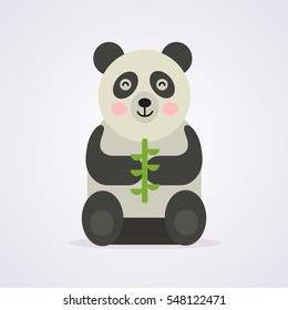 Cute Panda holding a bamboo .Vector illustration