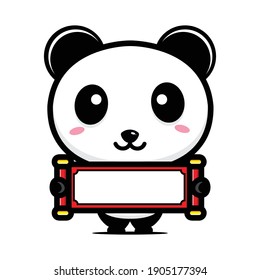 cute panda holding blank paper