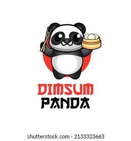 Ilustración vectorial del logotipo dimsum del panda circular