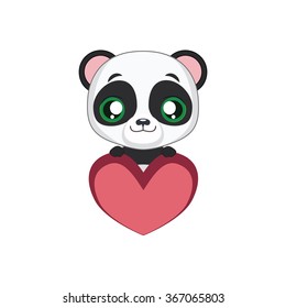 Cute panda holding a heart