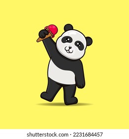 Cute panda holding ice cream. Vector Illustration for mascot ice cream shop or etc.