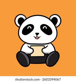 Cute Panda Holding Memo, Cartoon style