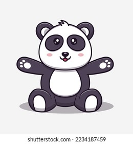 Cute panda abrazo caricatura vectorial ilustración de icono. Concepto de icono animal vector aislado. Estilo de caricatura plano