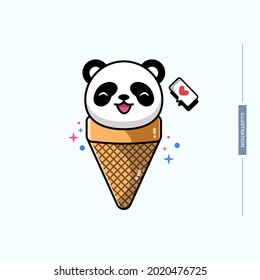 cute panda ice cream,animal character concept,vector eps 10