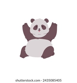 Nettes Panda-Symbol. Großer asiatischer Bär mit schwarz-weißer Wolle, flauschiges Fell. Lustiger Panda streckte ihm die Zunge heraus. Wildes Tier aus China. Vektor-Cartoon-Illustration isoliert auf weißem Hintergrund.