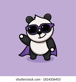 cute panda icon, and logo template. cute super hero panda.