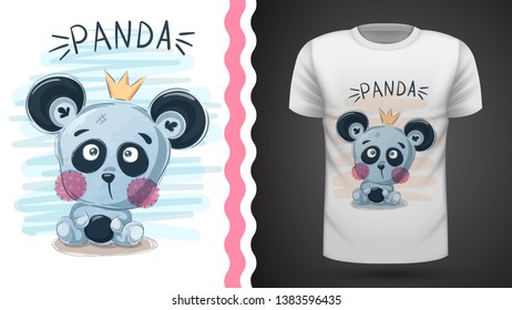 Cute panda - idea for print. Hand draw