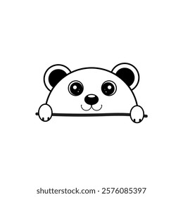 Cute Panda illustration in black and white on a white background.