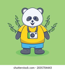 cute panda illustration with camera