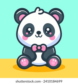 Cute panda illustration, with flat vector concept