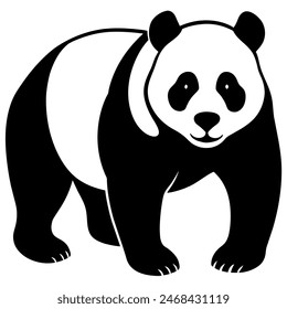 Cute panda illustration, friendly black and white character ideal for kids learning materials