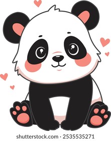 Cute panda illustration with heart