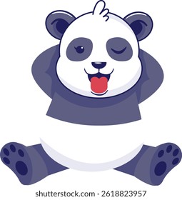 Ilustración linda del panda aislada en el fondo blanco. Personaje de dibujos animados de Vector