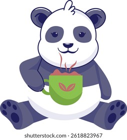 Cute Panda Illustration Isolated on White Background. Vector Cartoon Character