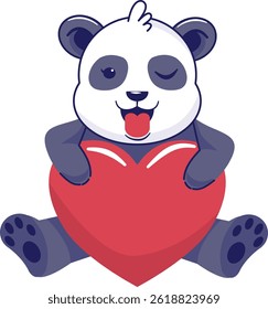 Cute Panda Illustration Isolated on White Background. Vector Cartoon Character