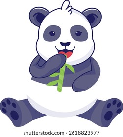 Cute Panda Illustration Isolated on White Background. Vector Cartoon Character