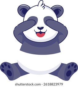 Cute Panda Illustration Isolated on White Background. Vector Cartoon Character