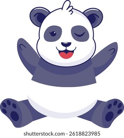 Cute Panda Illustration Isolated on White Background. Vector Cartoon Character