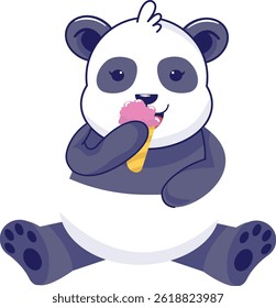 Cute Panda Illustration Isolated on White Background. Vector Cartoon Character