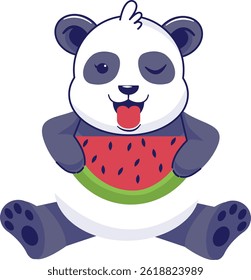 Cute Panda Illustration Isolated on White Background. Vector Cartoon Character