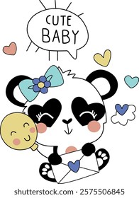 cute panda illustration, kids and babies.