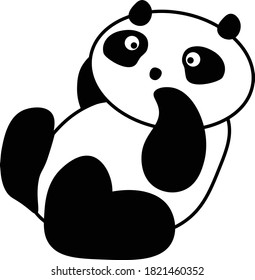 Ilustración de panda suave girando hacia atrás.