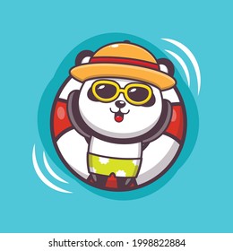 Cute panda illustration. Summer time. Cute vector design character. Vector isolated flat illustration for poster, brochure, web, mascot, sticker, logo and icon.