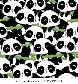 Cute panda illustration vector. Panda baby seamless. Pattern. Fabric Design. 