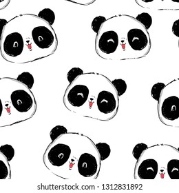 Cute panda illustration vector. Panda baby seamless. Pattern. Fabric Design. 