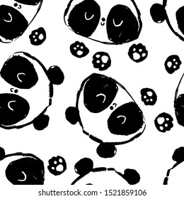 Cute panda illustration vector. Panda baby seamless, Textile design pattern 