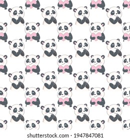 Cute panda illustration vector. Panda baby seamless. Pattern. Fabric Design.
