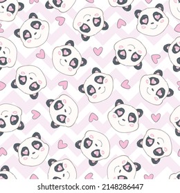 Cute panda illustration vector. Panda baby seamless. Pattern. Fabric Design.