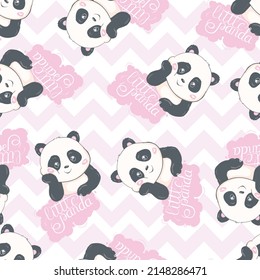 Cute panda illustration vector. Panda baby seamless. Pattern. Fabric Design.