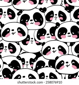 Cute panda illustration vector. Panda baby seamless