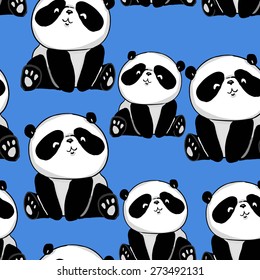 Cute panda illustration vector. Panda baby seamless
