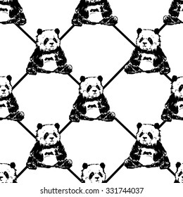 Cute panda illustration vector. Panda baby seamless