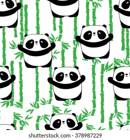 Cute panda illustration vector. Panda baby seamless