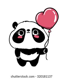 Cute panda illustration vector balloon 