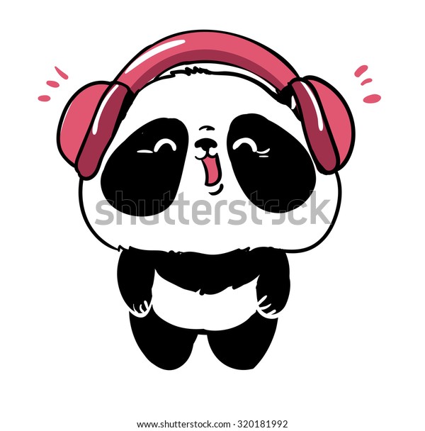 Cute Panda Illustration Vector Listen Music Stock Vector (Royalty Free ...